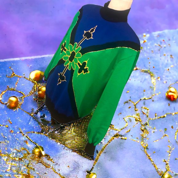 St John Sportswear by Marie Gray Vintage Colorblock Luxury Knit Sweater Sz XL /L - Picture 7 of 8